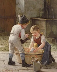 Bathing Her Dolls